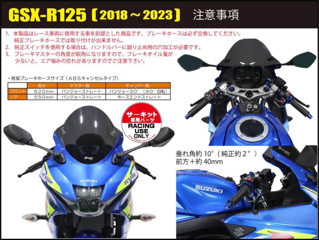 サーキット走行に活躍！ GSX-R125用アルミ削り出しセパレートハンドル発売 |  【モトメガネ】バイク・オートバイ|自動車・クルマ|キャンプのニュース情報